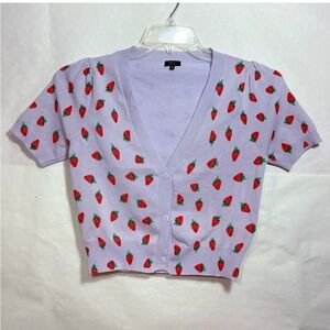 Hot Topic Lilac Strawberry Crop Cardigan 🍓💜❤️